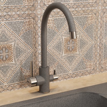 Смеситель для кухни Uperwood Quartz Premium UPD-01-03, с каналом для фильтрованной воды, серый