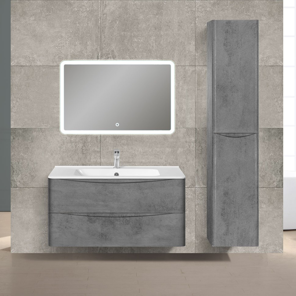База под раковину Paola 1000 подвесная, 2 выкатных ящика soft close, Beton