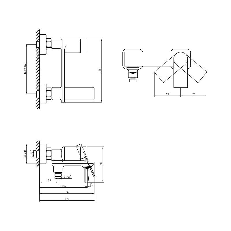 Смеситель для ванны с коротким изливом и гарнитуром OSGARD FENDI POLISH GOLD 69323