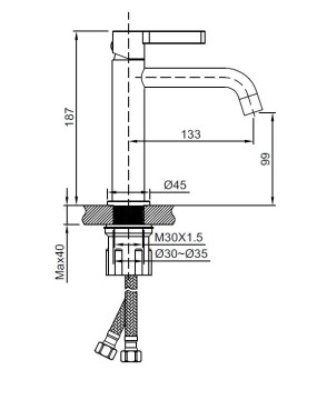 Смеситель для раковины Вилла (Villa) VBF-1VL1BC однорычажный, брашированная медь