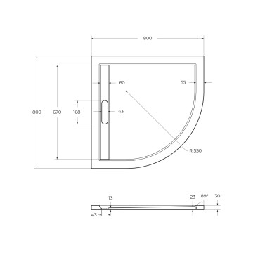 Поддон из искусственного мрамора CEZARES TRAY-AS-R-80-30-W