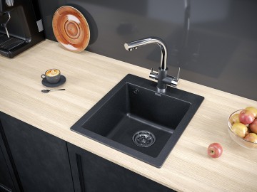 Мойка KANTE 40, IT-GRANIT, PM104249-BL, черный , 415х490 мм, Paulmark