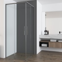 Душевой уголок Ultima VSS-7UL8080CLGM, 800*800, вороненая сталь стекло прозрачное
