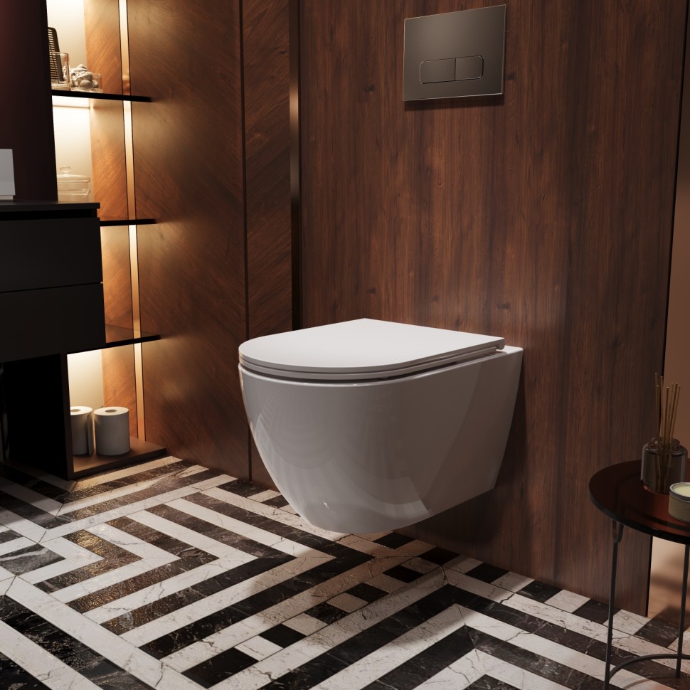 Унитаз подвесной Globo VT1-74T Tornado, цвет белый, ультратонкое soft-close сиденье