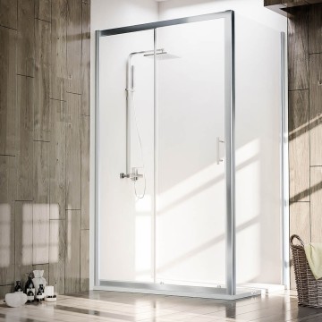 Боковая панель Veconi KP-05, 800х1900 хром, стекло прозрачное