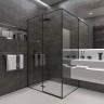 Боковая панель Veconi KP-07B, 800x1950, черный, прозрачное стекло