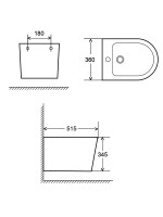 AQM2101MB Биде подвесное, цвет черный матовый, с отв под смеситель, с переливом 515x360x345мм