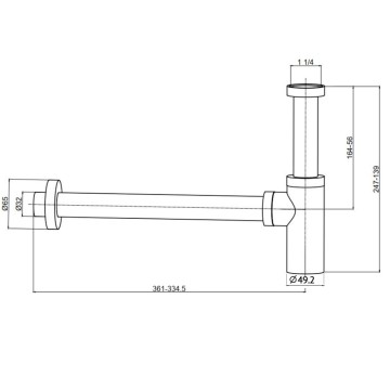 AQM7010GM Сифон для раковины латунный, Gun metal