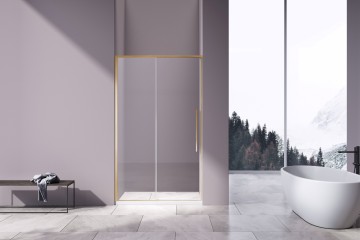 Душевая дверь Слим-Н (Slim-N) VDS-4SN140CLG, 1400, брашированное золото, стекло прозрачное