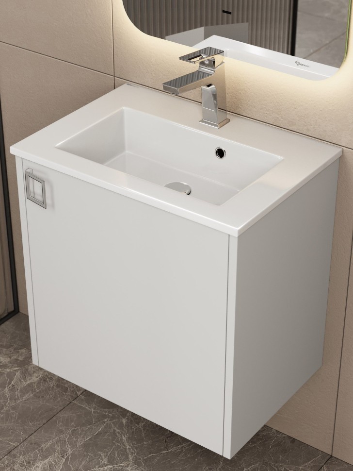 Тумба с раковиной в ванную Uperwood Aurora 50 см, белый матовый