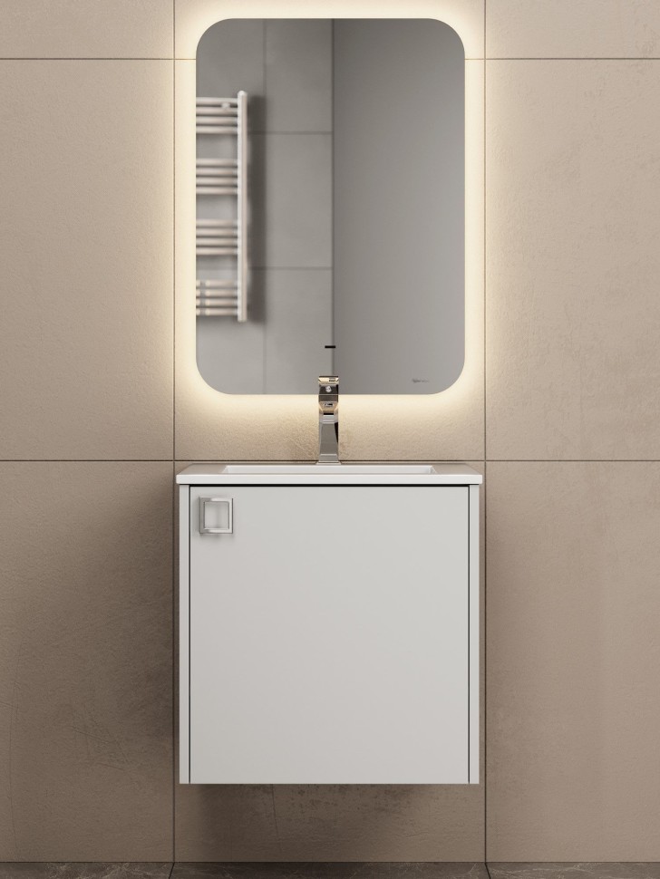 Тумба с раковиной в ванную Uperwood Aurora 50 см, белый матовый