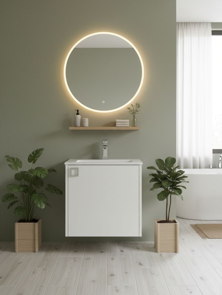 Тумба с раковиной в ванную Uperwood Aurora 50 см, белый матовый