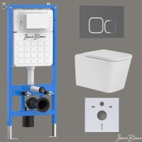 Комплект 3в1 IBERICA BLANCA инсталляция SILENCIO, унитаз TOLEDO ALTO белый, кнопка смыва ESTI-Q серый матовый (IB001.TLA.234.837)