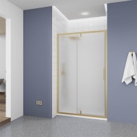 Душевая дверь Veconi Ottimo P20 G, 1100x1900, золото брашинг, стекло матовое