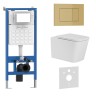 Комплект 3в1 IBERICA BLANCA инсталляция SILENCIO, унитаз TOLEDO ALTO белый, кнопка смыва ESTI-S золото матовое (IB001.TLA.231.854)