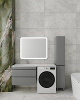 Тумба подвесная STYLE LINE "Даллас 140" Люкс Плюс серая под раковину ESTETUS Даллас 1400*480 левый