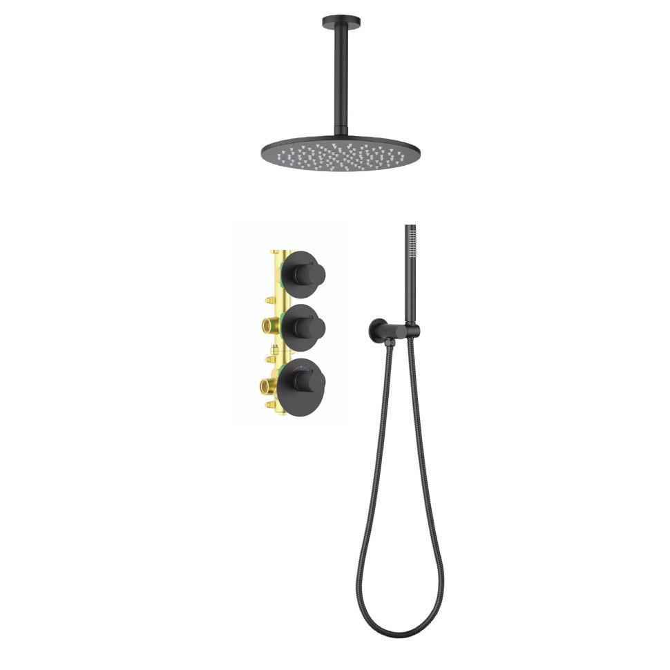 Душевая система встроенная с термостатом Timo Saona SX-2399/03SM черный