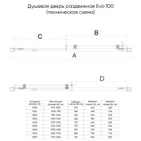 Душевая дверь Veconi Evo 100 B, 1600x1950, черный матовый, стекло тонированное матовое