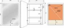 Зеркало STYLE LINE-шкаф "Каре 60*80 левое" с подсветкой, сенсор на зеркале