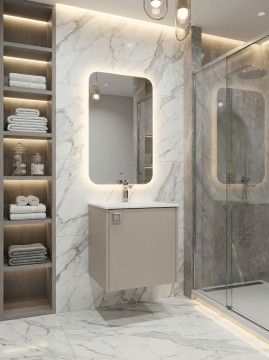 Тумба с раковиной в ванную Uperwood Aurora 50 см, бежевый матовый