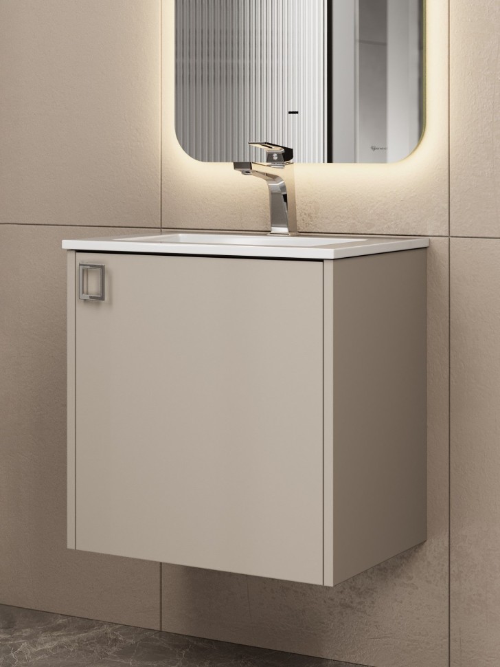 Тумба с раковиной в ванную Uperwood Aurora 50 см, бежевый матовый