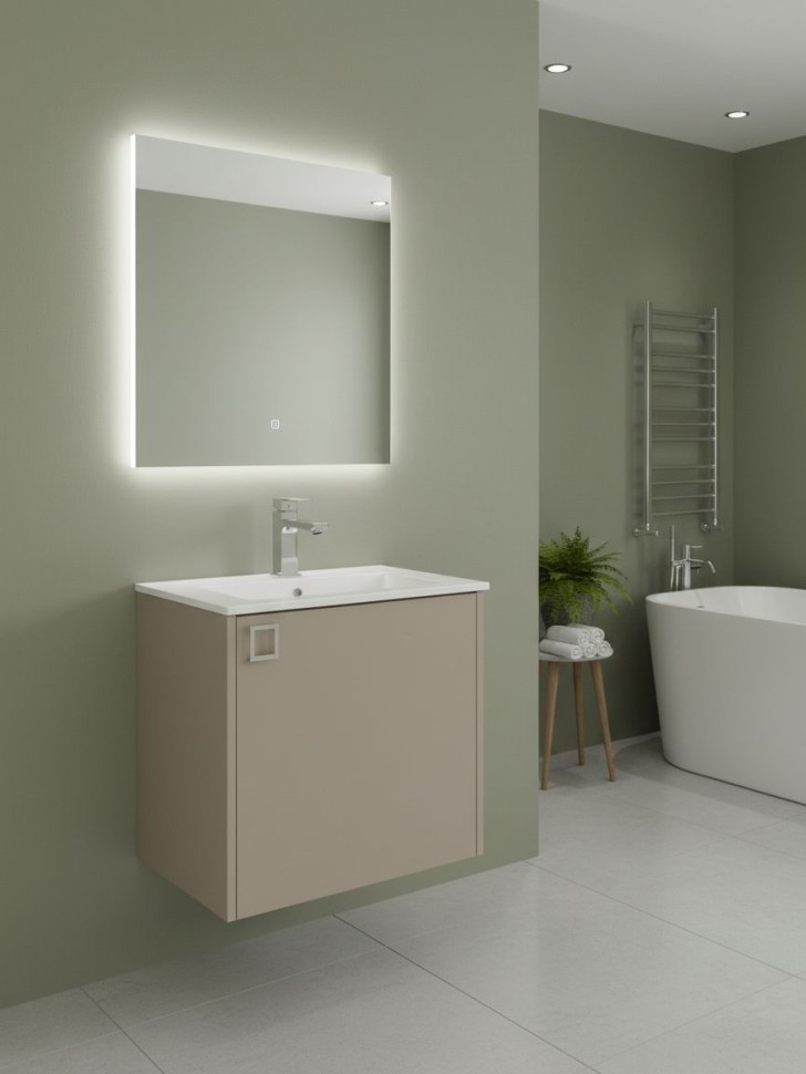 Тумба с раковиной в ванную Uperwood Aurora 50 см, бежевый матовый