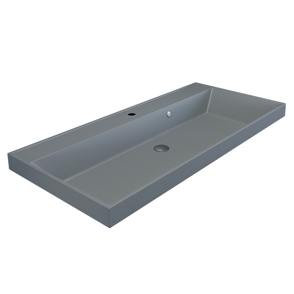 Раковина для ванной 100 см, Uperwood Classic Quartz, кварцевая, серая матовая, платина