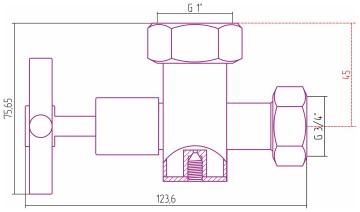 Вентиль запорный с клапаном крестовой (G 1" НГ х G 3/4" НГ)