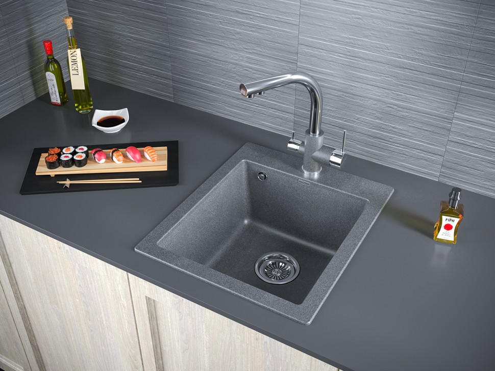 Мойка KANTE 40, IT-GRANIT, PM104249-DG, графит, 415х490 мм, Paulmark