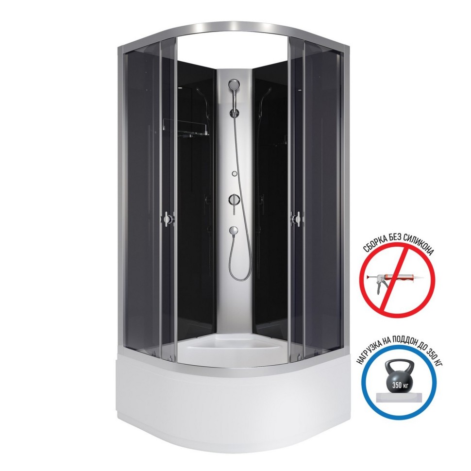 Душевая кабина Niagara Eco E100/40/TN/BK (100х100х195) высокий поддон(40см),стекло тонированное,4 места