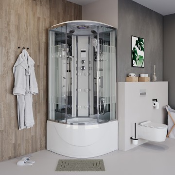 Душевая кабина Niagara Ultra NG-709-01 (100х100х220) высокий поддон(48см),стекло прозрачное с рисунком,4 места