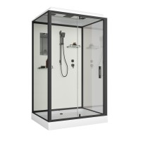 Душевая кабина Niagara Standart ST100/80/15Q/BL (100х80х215) прямоугольник,поддон 15см,распашная,проф.черный,3 места