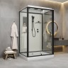 Душевая кабина Niagara Standart ST100/80/15Q/BL (100х80х215) прямоугольник,поддон 15см,распашная,проф.черный,3 места