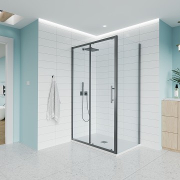Душевой угол Veconi Evo 100SP GR 1100х1100x1950, графит брашинг, прозрачное стекло