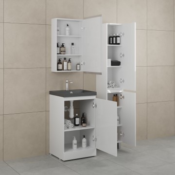 Тумба напольная STYLELINE "БАТЛЕР" (1 ящ.) под ASTI 500 Люкс антискрейтч белый глянец PLUS с раковиной ASTI 500x450 кварц, антрацит