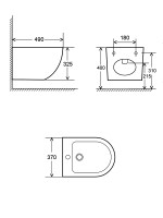 AQM2102MB Биде подвесное, цвет черный матовый, с отв под смеситель, с переливом 495x370x325мм