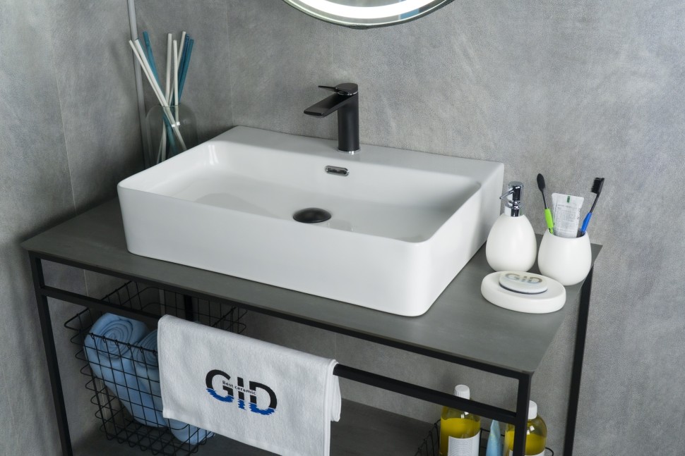 Раковина Gid N9256 51172 накладная белая 60x42x14