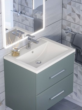 Раковина для ванной кварцевая Uperwood Foster Quartz 60х40,5х16,5 см, белая матовая, жасмин
