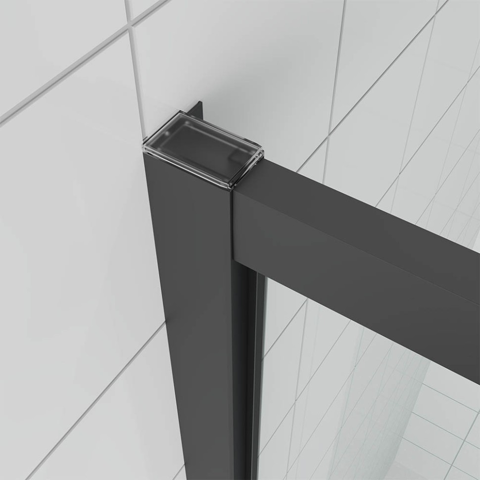 Душевая дверь Veconi Ottimo P20 B, 1000x1900, черный матовый, стекло тонированное матовое