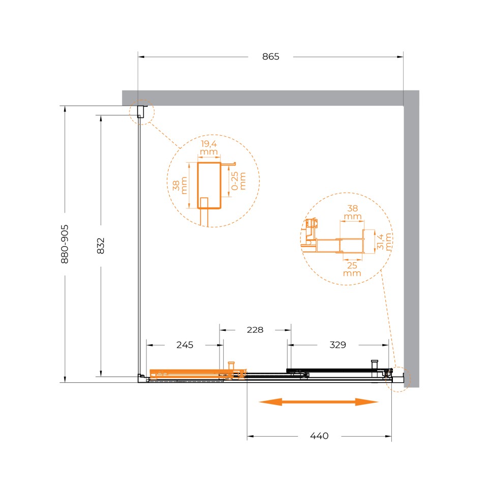 Душевой уголок CEZARES MOLVENO-AF-31-90-C-BORO-IV