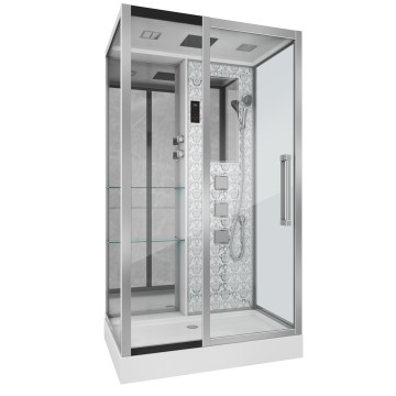 Душевая кабина Niagara Luxe NG-7713WL (82x120х215) низкий поддон(15см),дверь раздвижная,стенки серебро,5 мест