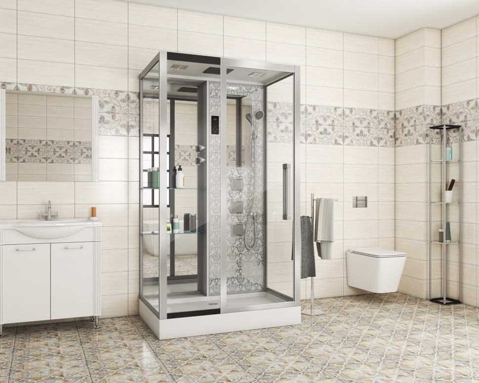 Душевая кабина Niagara Luxe NG-7713WL (82x120х215) низкий поддон(15см),дверь раздвижная,стенки серебро,5 мест