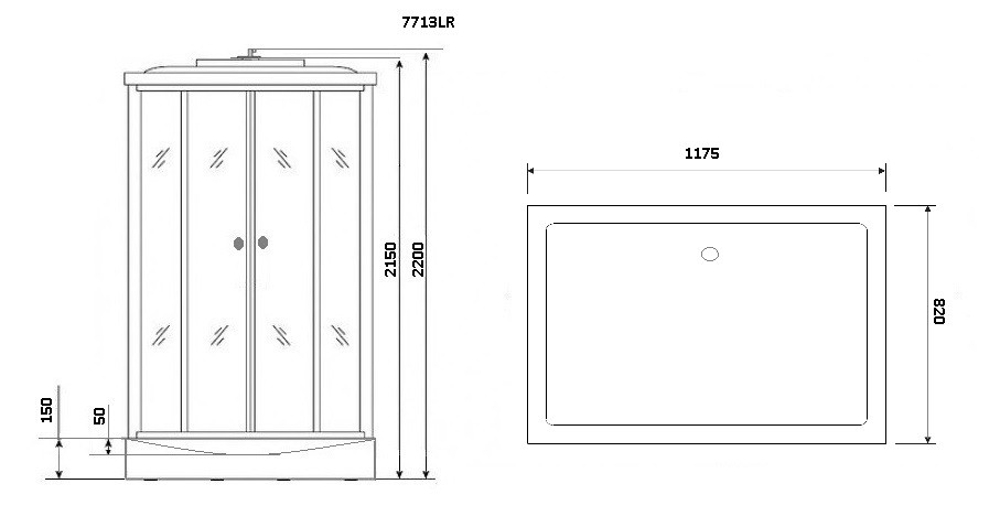 Душевая кабина Niagara Luxe NG-7713WL (82x120х215) низкий поддон(15см),дверь раздвижная,стенки серебро,5 мест
