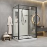 Душевая кабина Niagara Standart ST100/80/15Q/BL/BK (100х80х200) прямоугольник,поддон 15см,распашная,проф.черный,без крыши,3 места