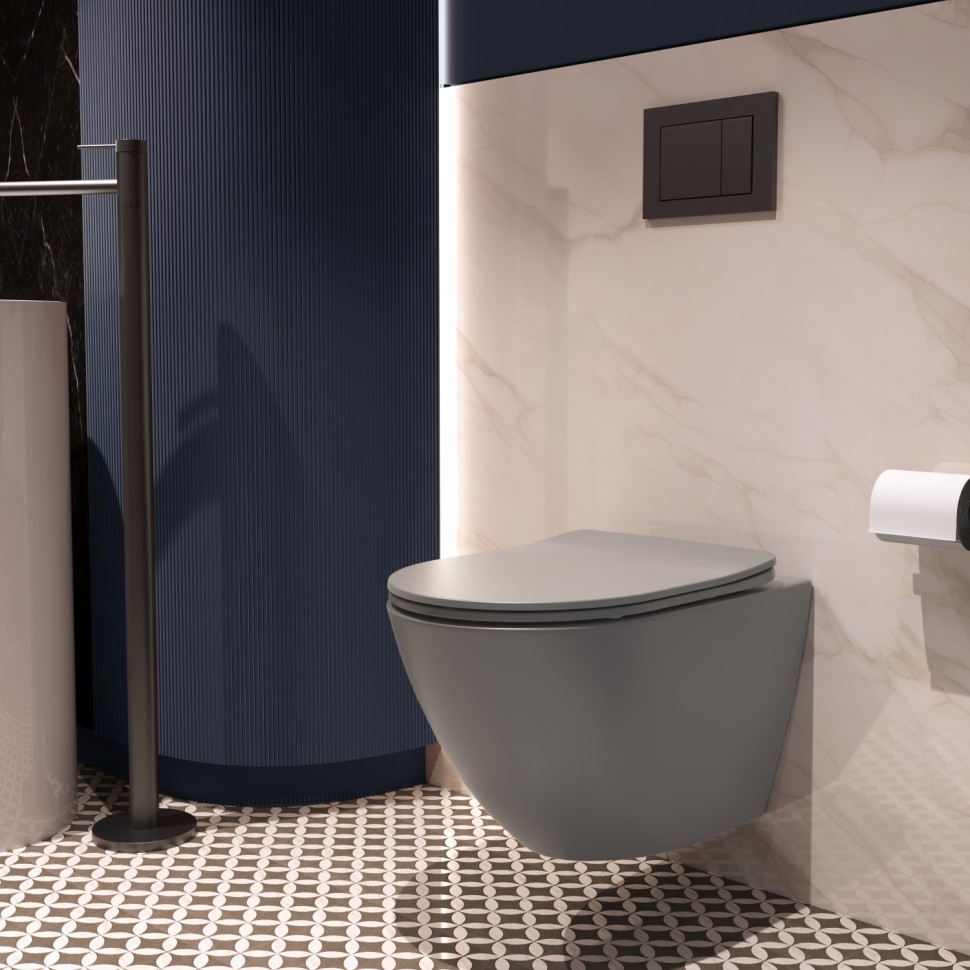 Унитаз подвесной Globo VT1-14STMG Tornado, цвет серый матовый, ультратонкое сиденье soft-close