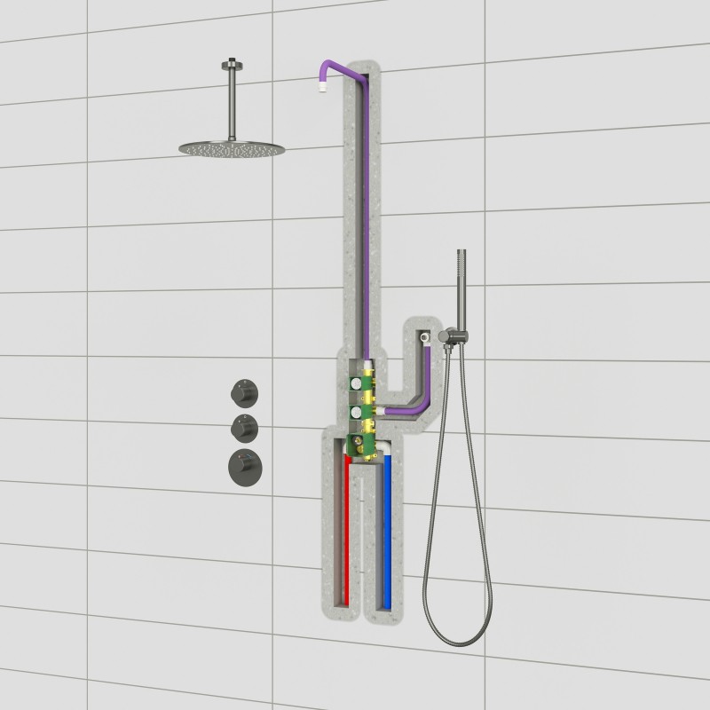 Душевая система встроенная с термостатом Timo Saona SX-2399/18SM черное золото