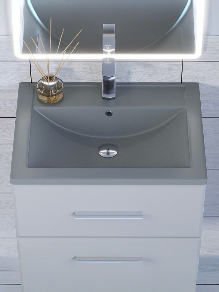 Раковина для ванной кварцевая Uperwood Foster Quartz 60х40,5х16,5 см, серая матовая, бетон