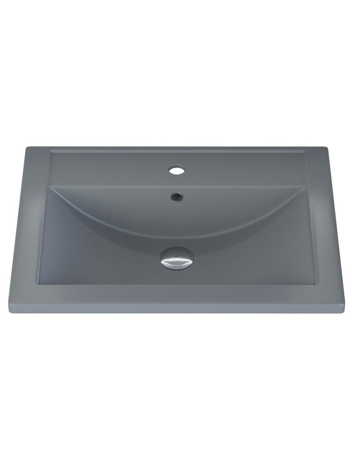 Раковина для ванной кварцевая Uperwood Foster Quartz 60х40,5х16,5 см, серая матовая, бетон