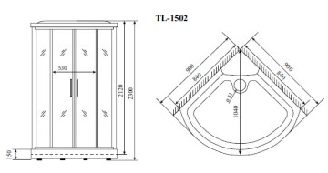Timo Lux TL-1502 душевая кабина 90*90*230