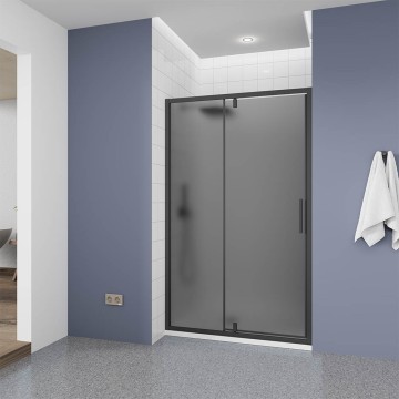Душевая дверь Veconi Ottimo P20 B, 1100x1900, черный матовый, стекло тонированное матовое